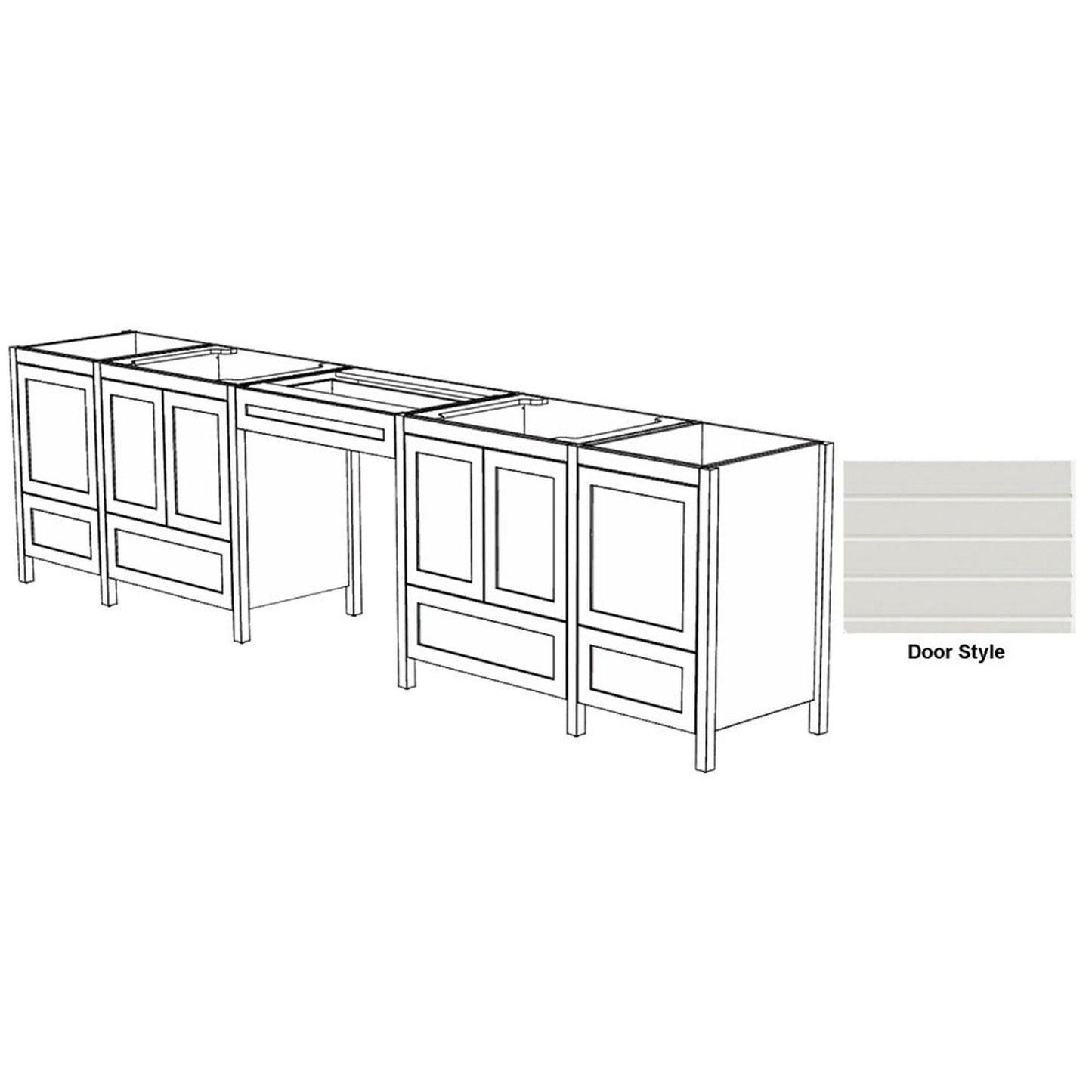 DM Bath AMIRA Combo 141" Sage Green Finish Freestanding Bathroom Vanity Modular Set with Horizontal Groove Wide Door Style
