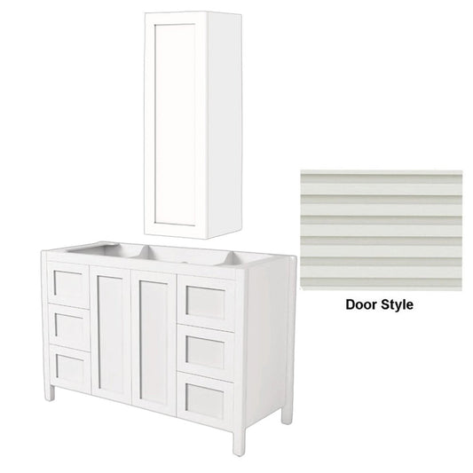 DM Bath AVA Combo 52" Iron Grey Finish Freestanding Bathroom Vanity & Wall-Mount Storage Tower with Horizontal Flutted Narrow Door Style