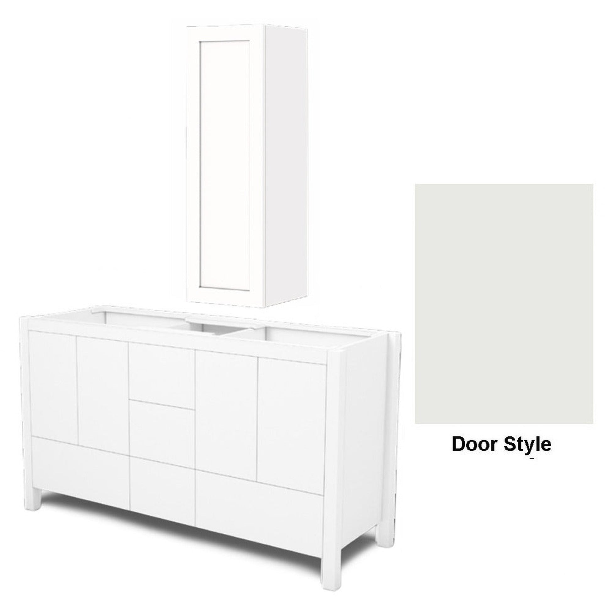 DM Bath AVA Combo 60" Iron Grey Finish Freestanding Double Bathroom Vanity & Wall-Mount Storage Tower with Slab Door Style