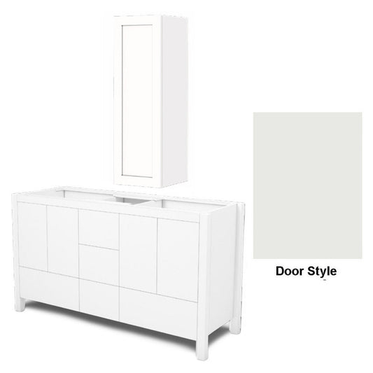 DM Bath AVA Combo 60" Iron Grey Finish Freestanding Double Bathroom Vanity & Wall-Mount Storage Tower with Slab Door Style