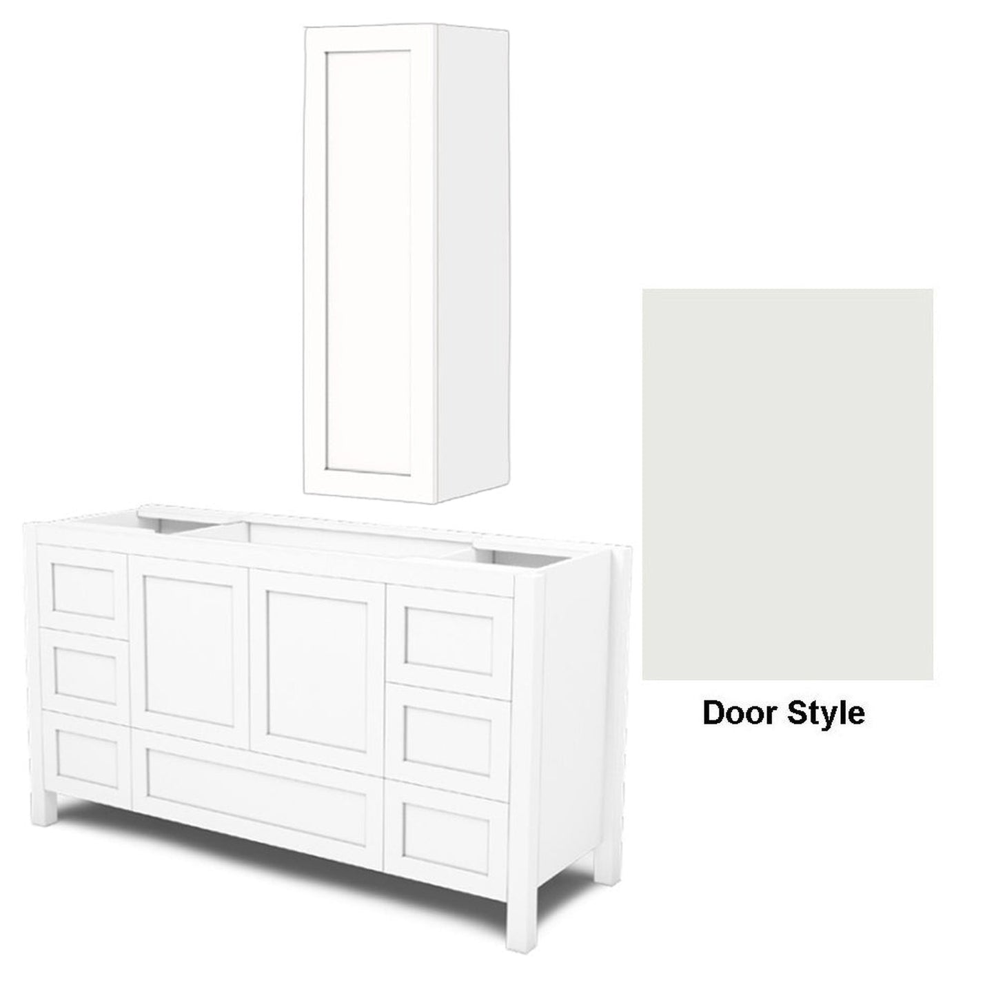 DM Bath AVA Combo 60" Light Taupe Finish Freestanding Bathroom Vanity & Wall-Mount Storage Tower with Slab Door Style