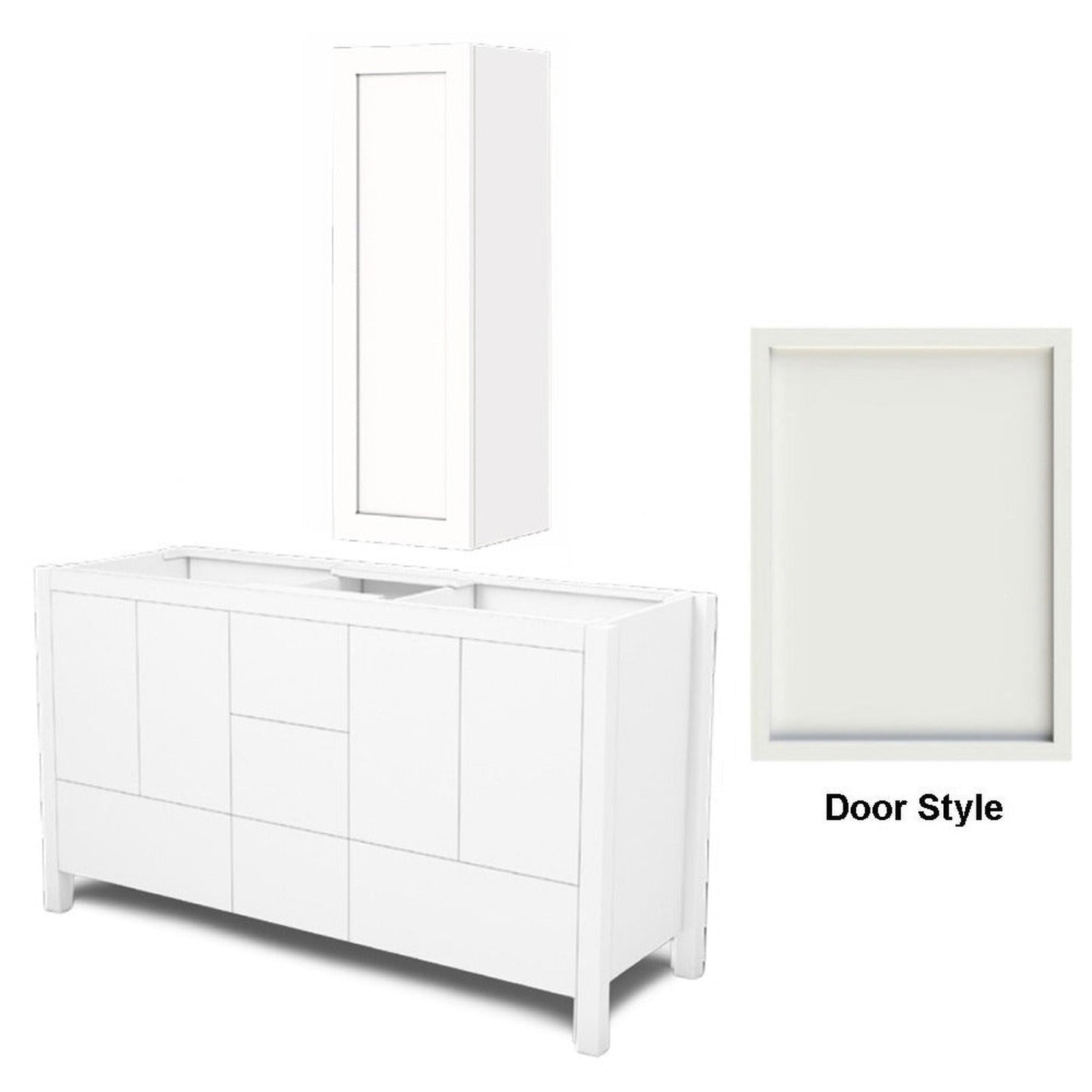 DM Bath AVA Combo 72" Sage Green Finish Freestanding Double Bathroom Vanity & Wall-Mount Storage Tower with Slim Shaker Door Style