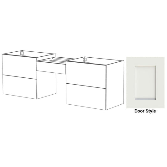DM Bath Dove Combo 102" Dark Teal Finish Floating Bathroom Vanity Modular Set with 2" Shaker Door Style