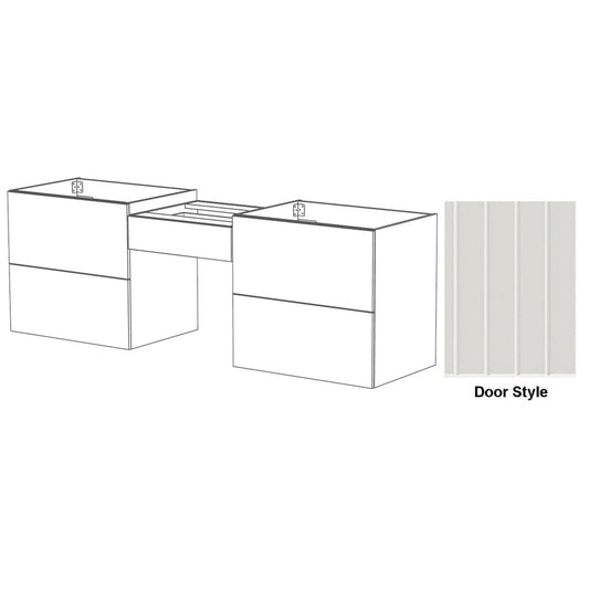 DM Bath Dove Combo 102" Light Grey Finish Floating Bathroom Vanity Modular Set with Groove Wide Door Style