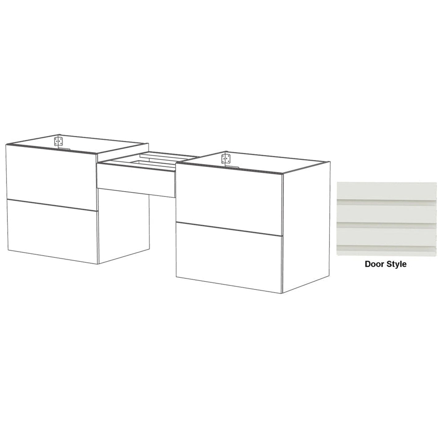 DM Bath Dove Combo 78" Light Grey Finish Floating Bathroom Vanity Modular Set with Horizontal Flutted Wide Door Style