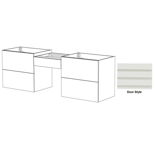 DM Bath Dove Combo 78" Light Grey Finish Floating Bathroom Vanity Modular Set with Horizontal Flutted Wide Door Style