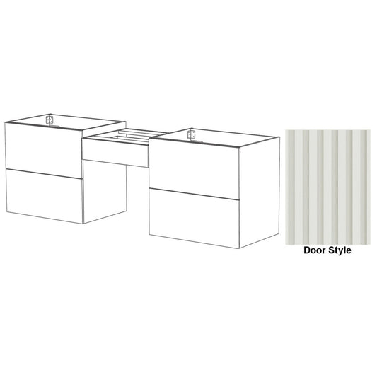 DM Bath Dove Combo 84" Navy Blue Finish Floating Bathroom Vanity Modular Set with Flutted Narrow Door Style