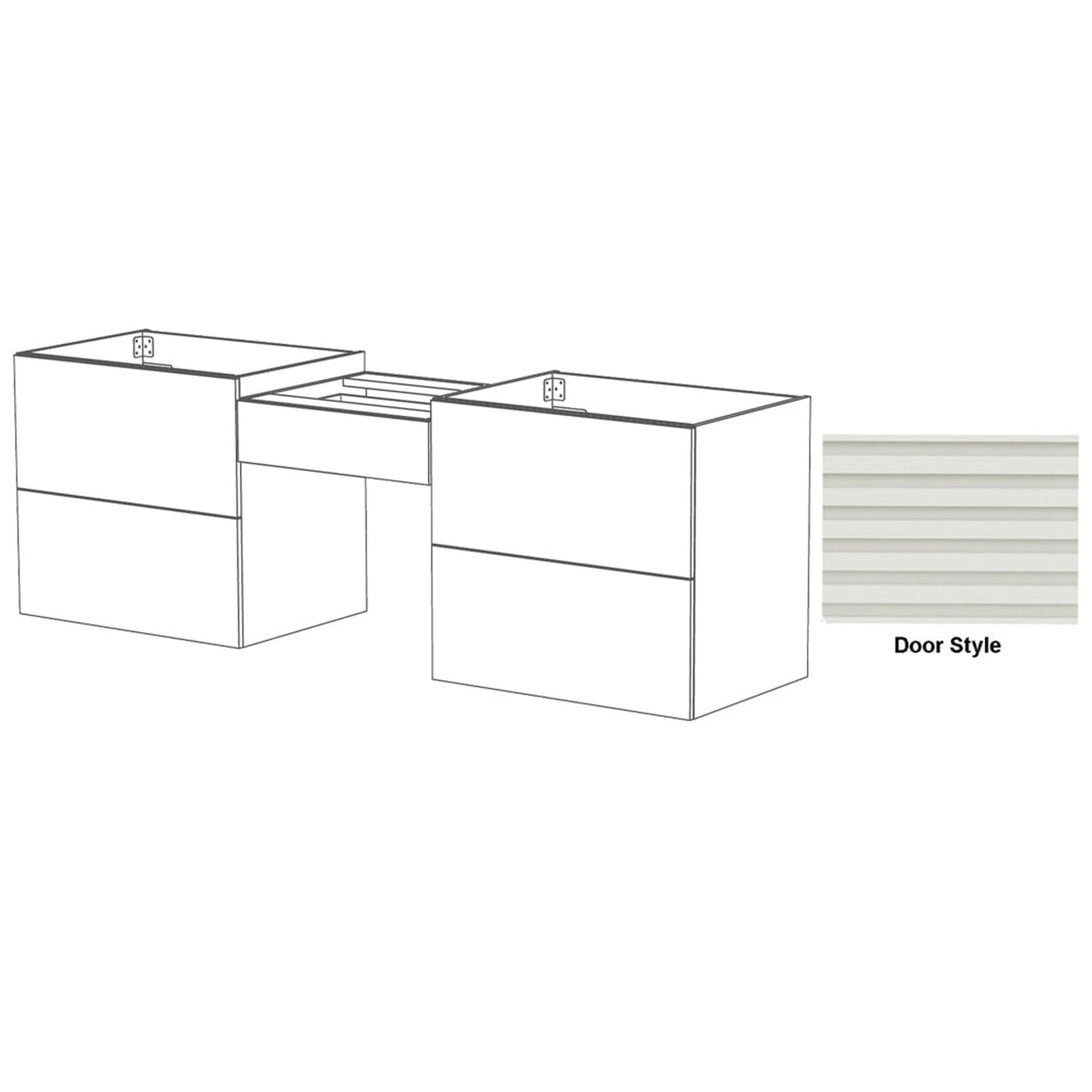 DM Bath Dove Combo 96" Light Grey Finish Floating Bathroom Vanity Modular Set with Horizontal Flutted Narrow Door Style