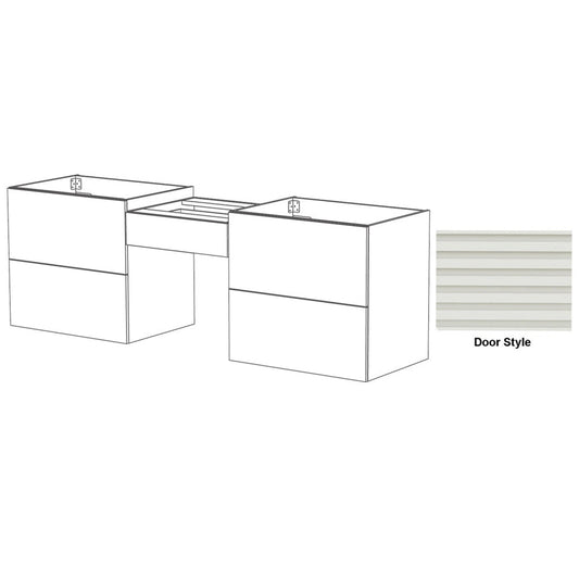 DM Bath Dove Combo 96" Light Grey Finish Floating Bathroom Vanity Modular Set with Horizontal Flutted Narrow Door Style