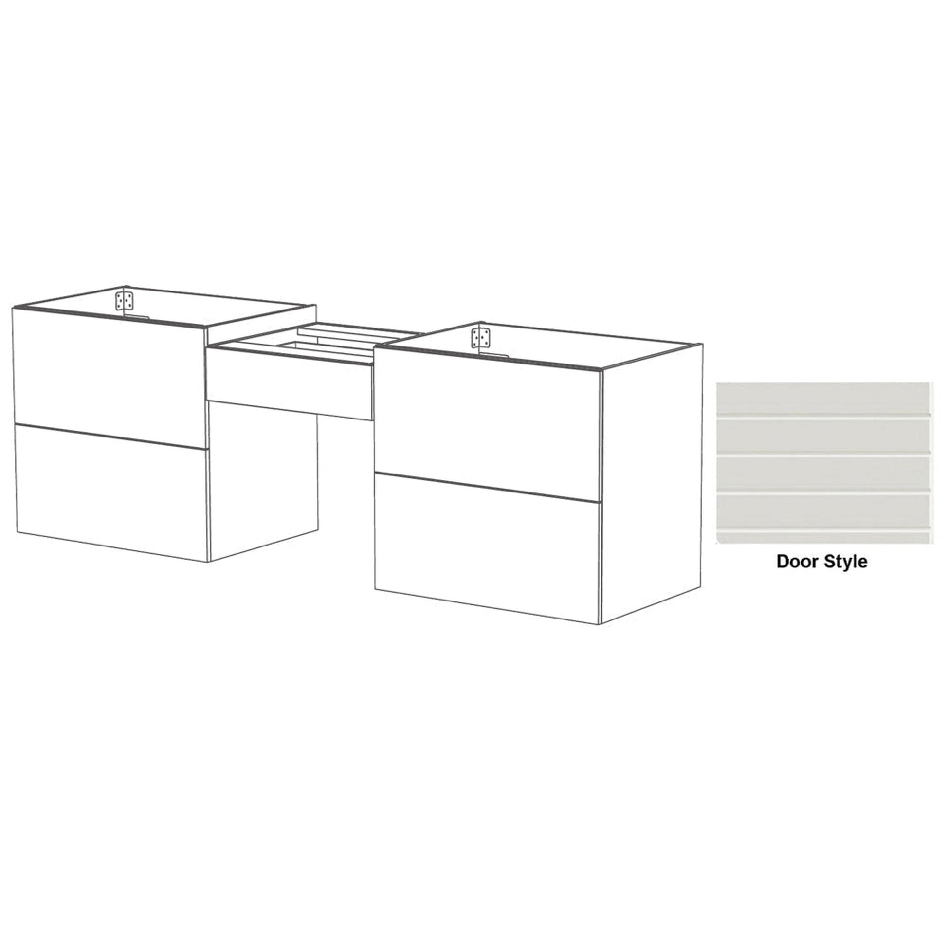 DM Bath Dove Combo 96" Light Taupe Finish Floating Bathroom Vanity Modular Set with Horizontal Groove Wide Door Style