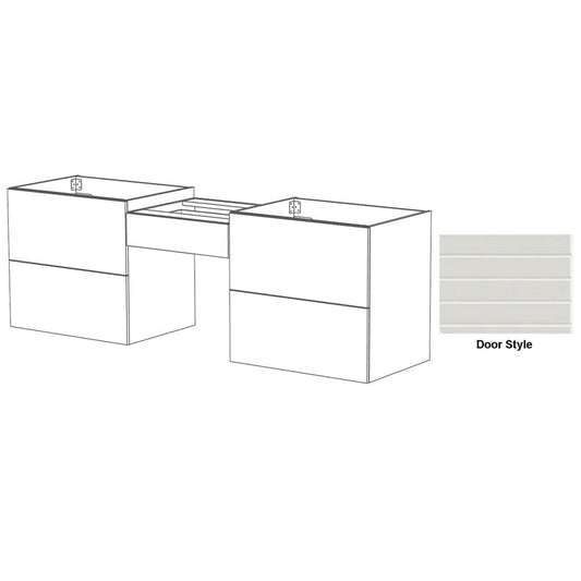 DM Bath Dove Combo 96" Light Taupe Finish Floating Bathroom Vanity Modular Set with Horizontal Groove Wide Door Style