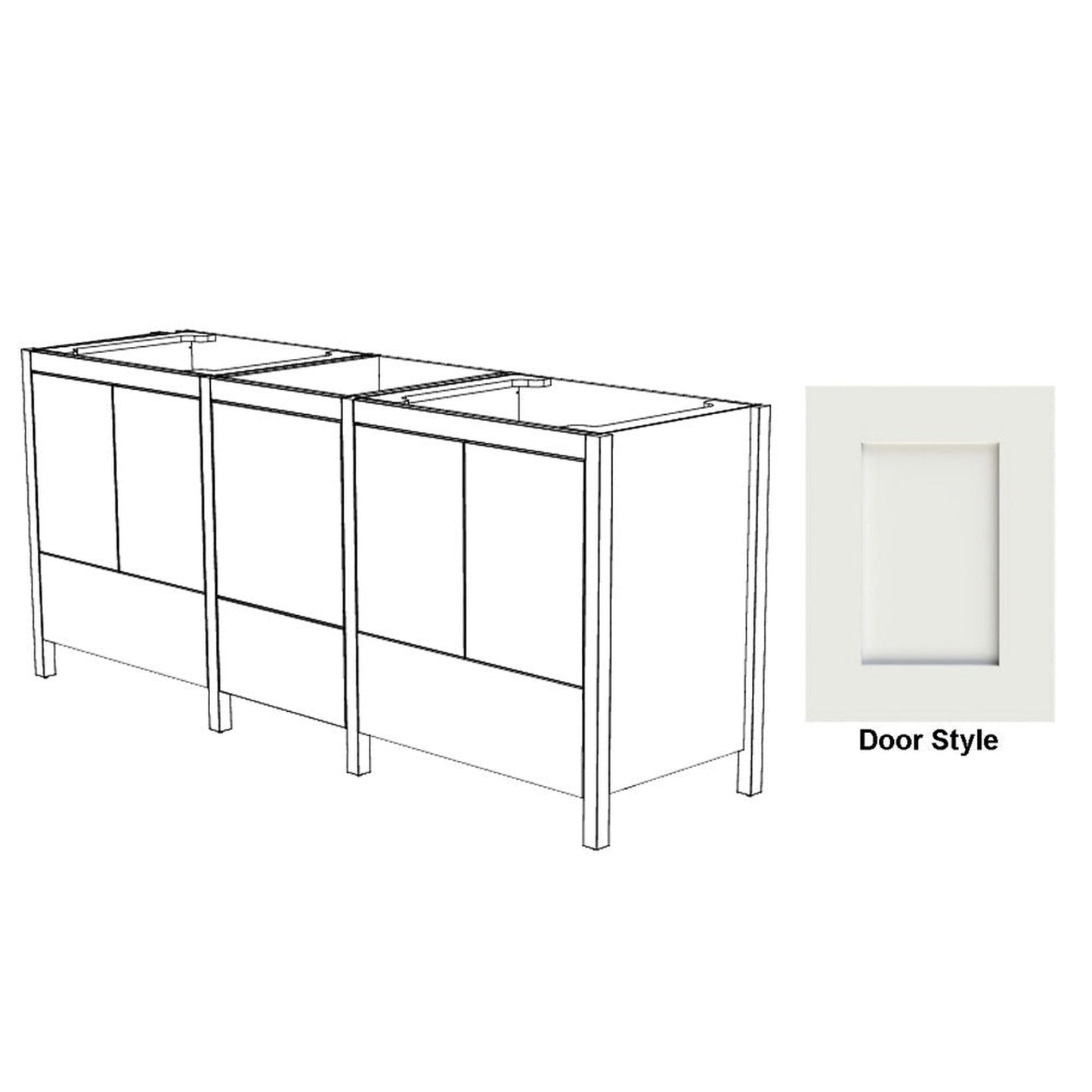 DM Bath ISA Combo 102" Dark Greige Finish Two Freestanding Bathroom Vanity & Storage Cabinet with 2" Shaker Door Style