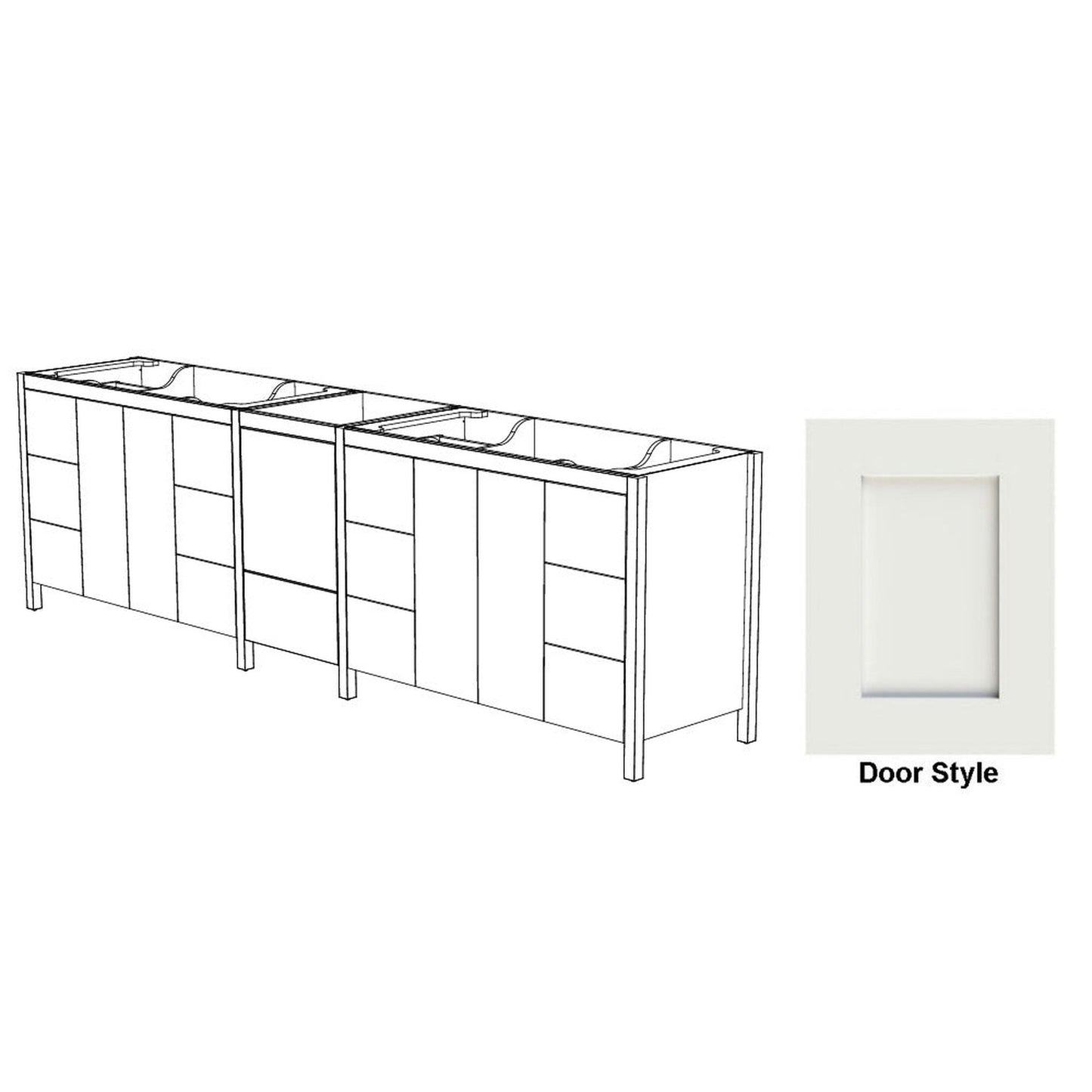 DM Bath ISA Combo 122" Dark Teal Finish Two Freestanding Bathroom Vanity & Storage Cabinet with 2" Shaker Door Style