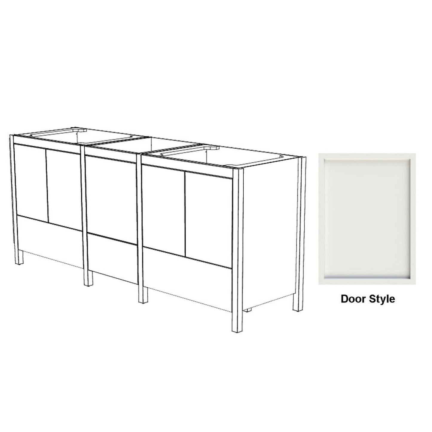 DM Bath ISA Combo 66" Whitewash Maple Stain Two Freestanding Bathroom Vanity & Storage Cabinet with Slim Shaker Door Style