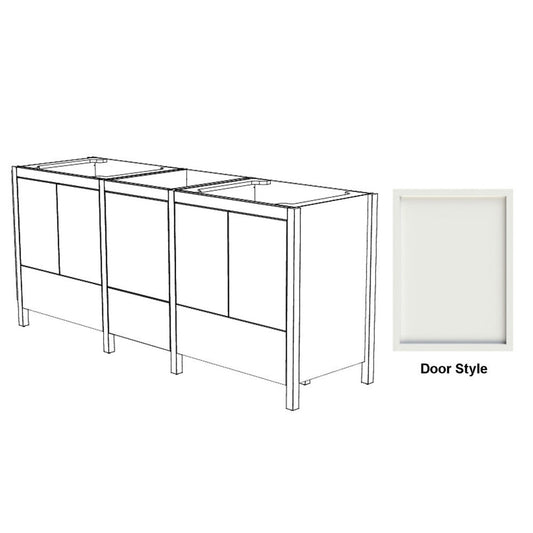 DM Bath ISA Combo 66" Whitewash Maple Stain Two Freestanding Bathroom Vanity & Storage Cabinet with Slim Shaker Door Style