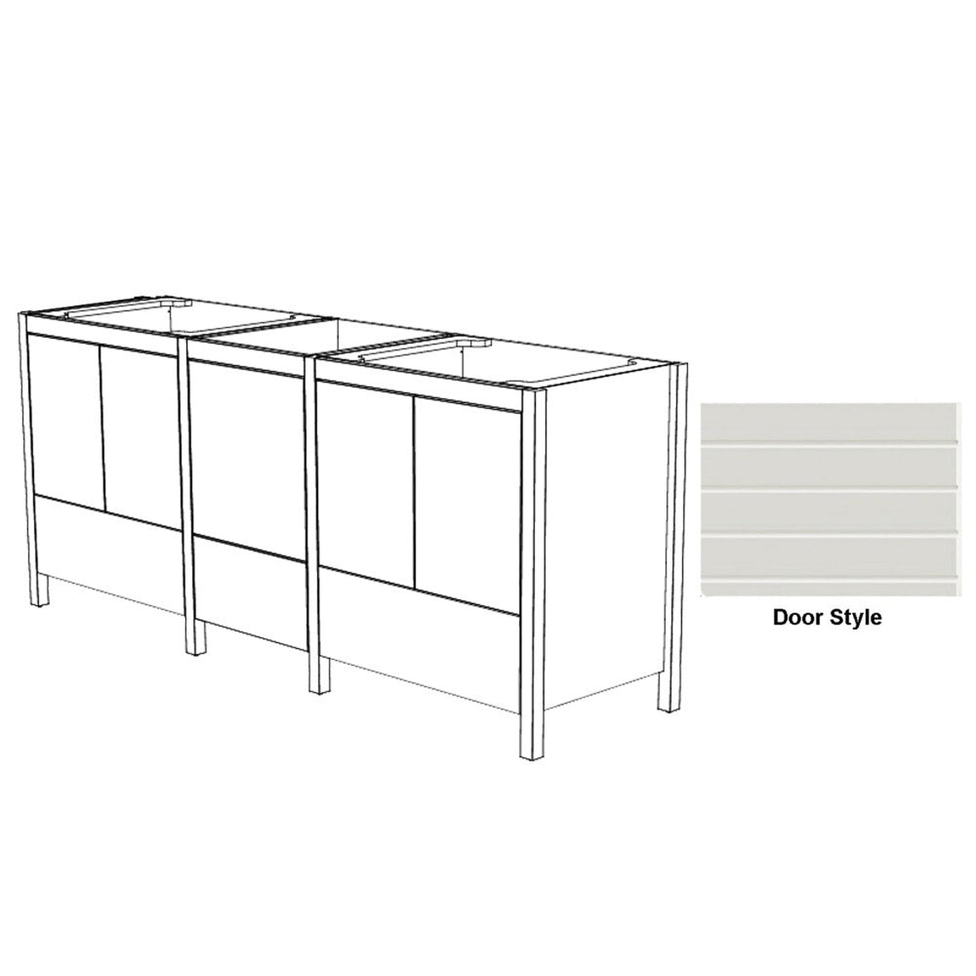 DM Bath ISA Combo 78" Matte Black Finish Two Freestanding Bathroom Vanity & Storage Cabinet with Horizontal Groove Wide Door Style