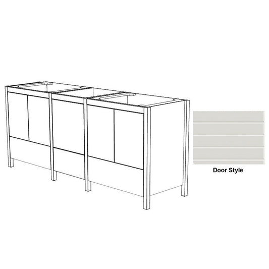 DM Bath ISA Combo 78" Matte Black Finish Two Freestanding Bathroom Vanity & Storage Cabinet with Horizontal Groove Wide Door Style