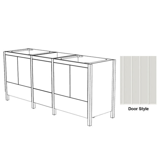DM Bath ISA Combo 90" Toffee Maple Stain Two Freestanding Bathroom Vanity & Storage Cabinet with Groove Wide Door Style