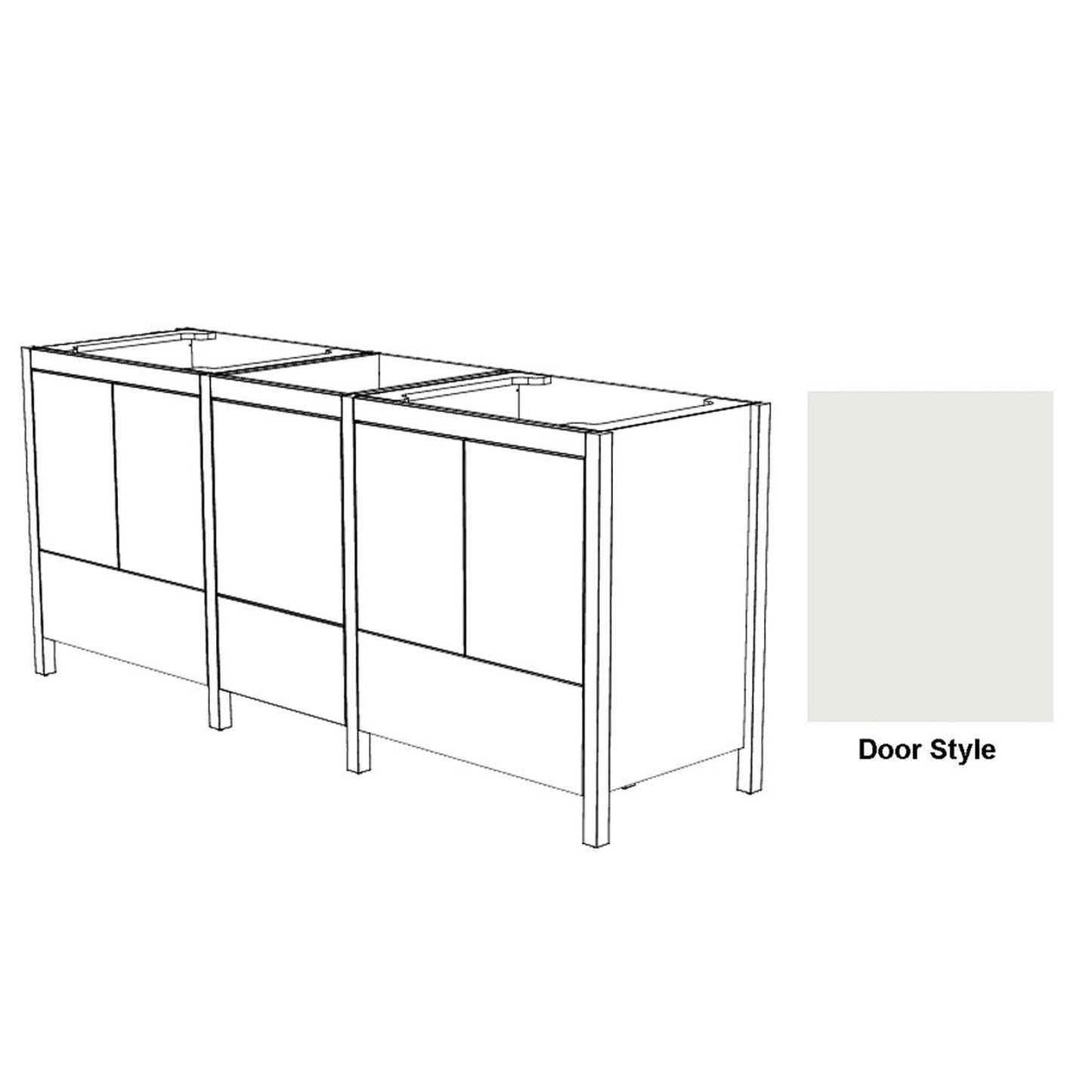 DM Bath ISA Combo 90" Walnut Maple Stain Two Freestanding Bathroom Vanity & Storage Cabinet with Slab Door Style