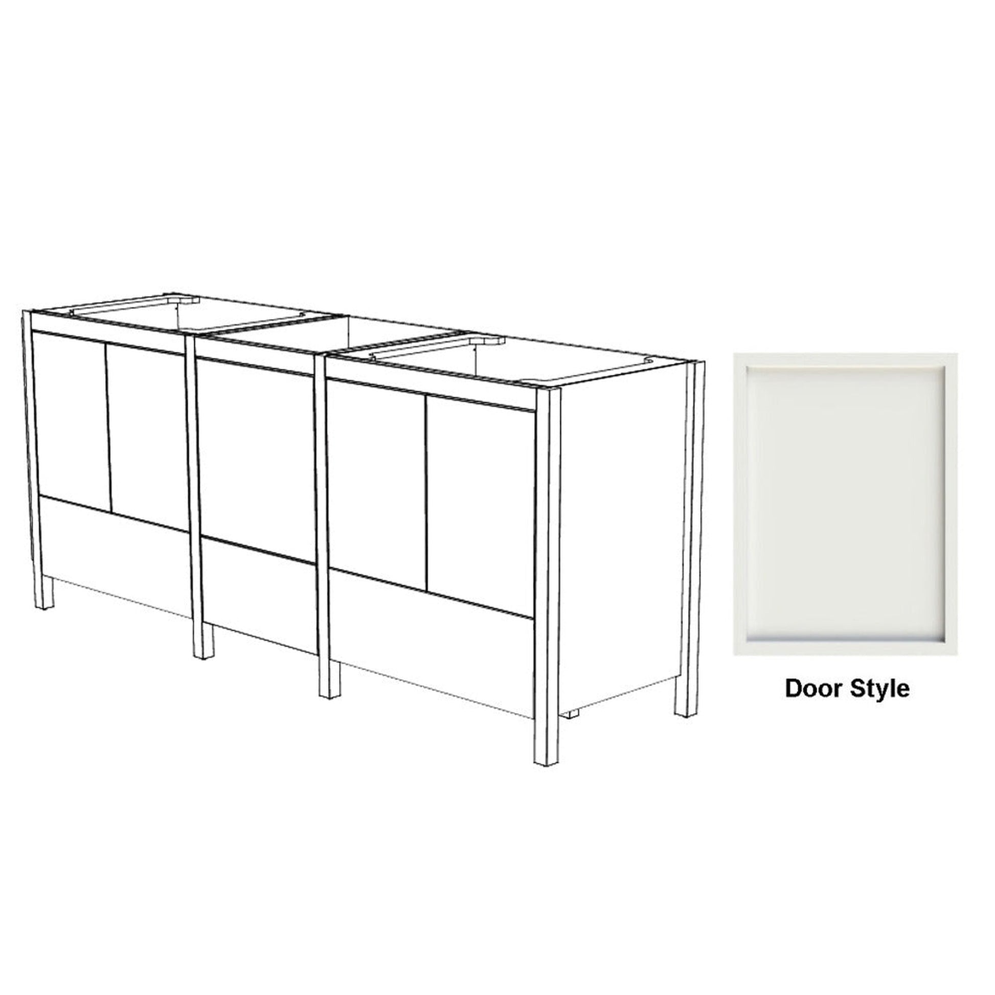 DM Bath ISA Combo 90" Walnut Maple Stain Two Freestanding Bathroom Vanity & Storage Cabinet with Slim Shaker Door Style