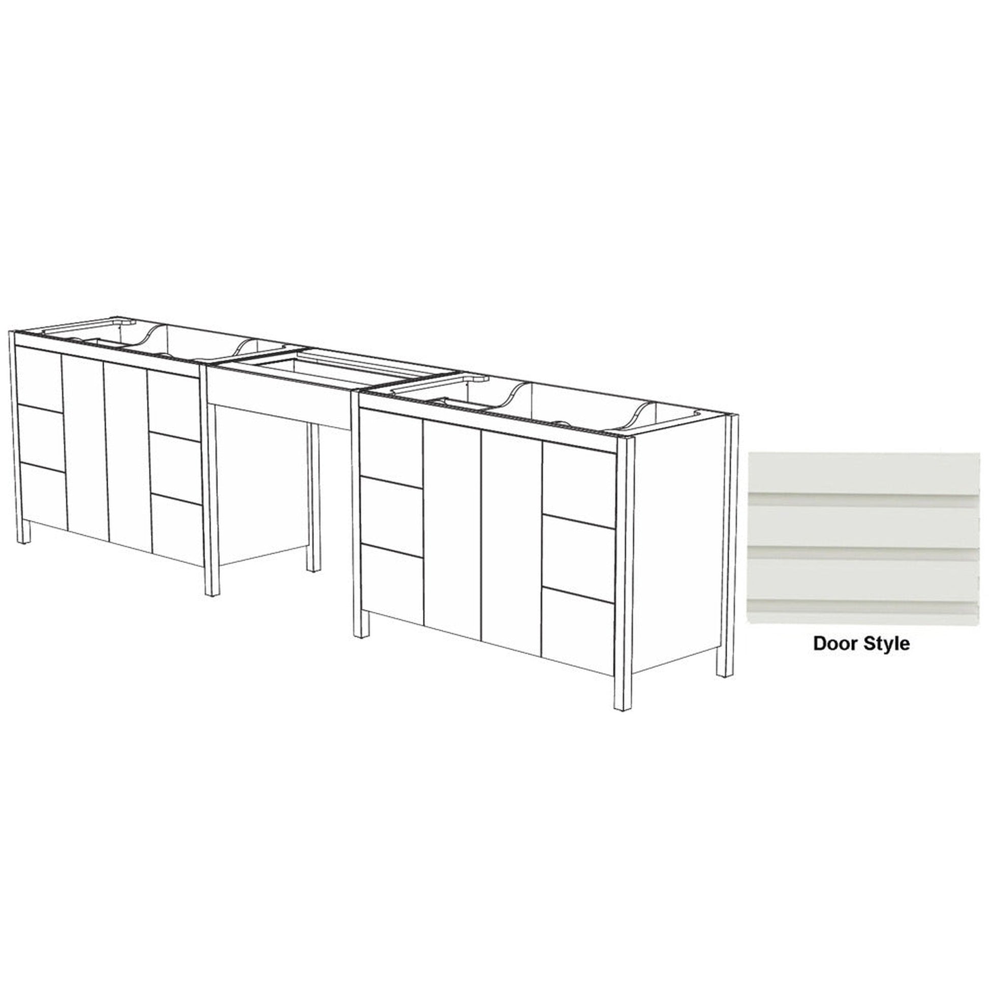 DM Bath MILA Combo 108" Light Taupe Finish Freestanding Bathroom Vanity Modular Set with Horizontal Flutted Wide Door Style