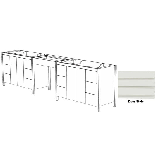 DM Bath MILA Combo 108" Light Taupe Finish Freestanding Bathroom Vanity Modular Set with Horizontal Flutted Wide Door Style