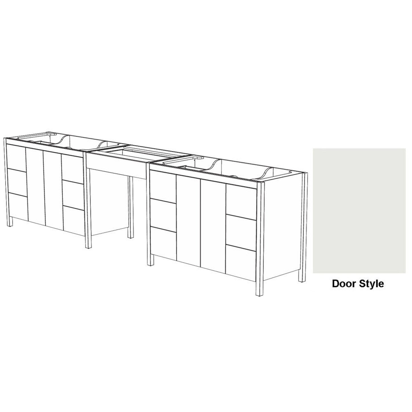 DM Bath MILA Combo 120" Light Grey Finish Freestanding Bathroom Vanity Modular Set with Slab Door Style