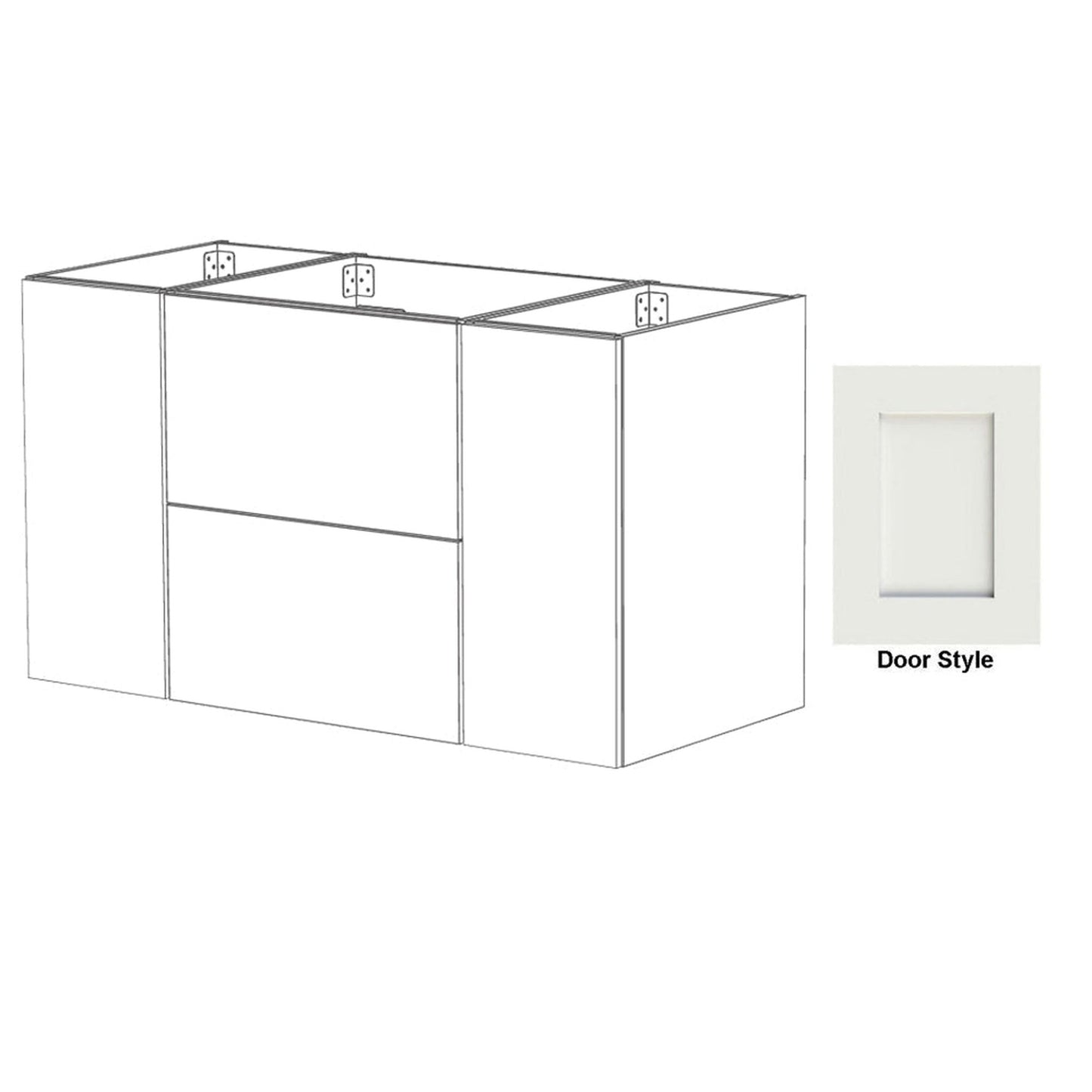 DM Bath NOVA Combo 48" Whitewash Maple Stain Floating Bathroom Vanity Modular Set with 2" Shaker Door Style