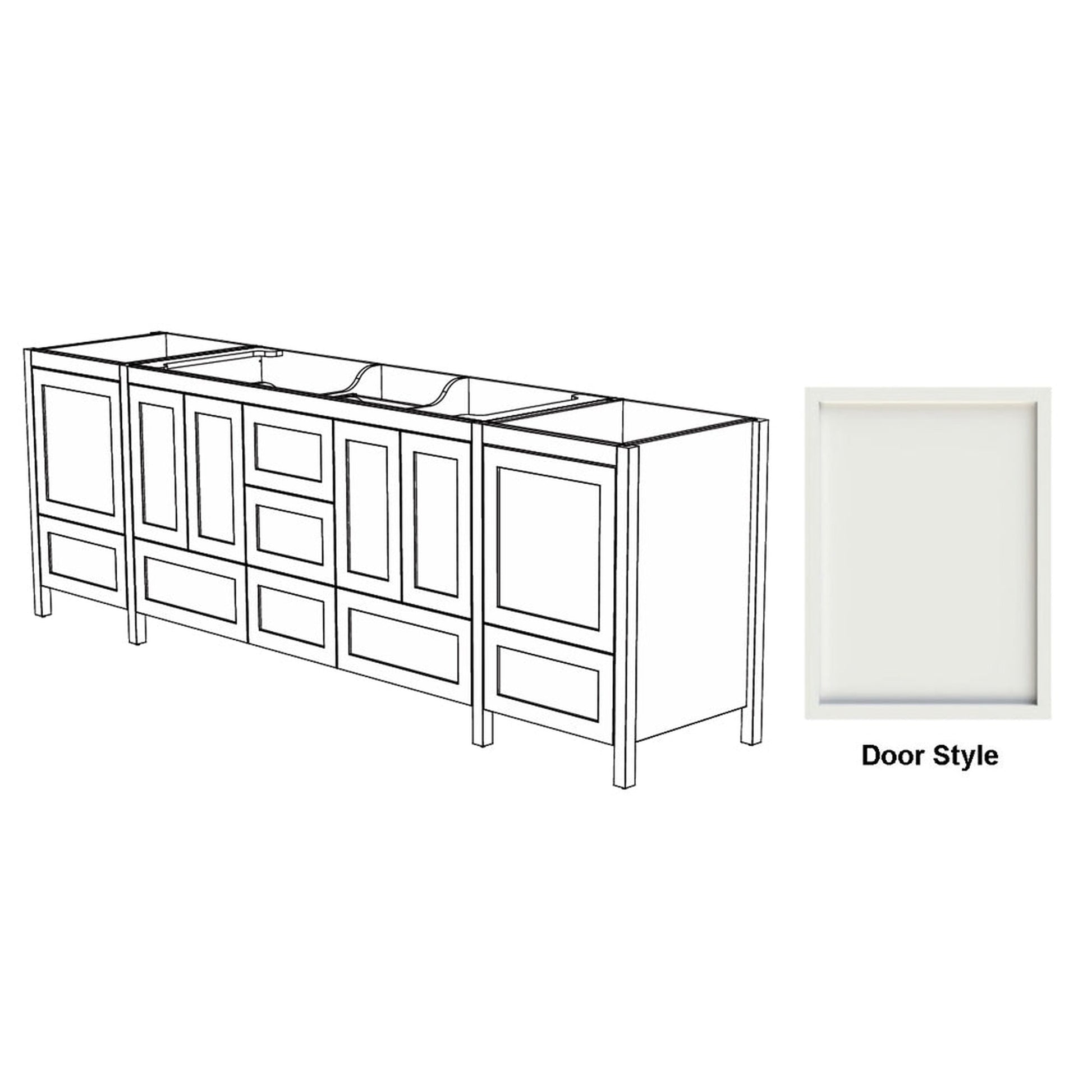 DM Bath OLI Combo 99" Sage Green Finish Freestanding Double Bathroom Vanity, Two Storage Cabinets & Two Decorative Legs with Slim Shaker Door Style