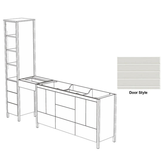 DM Bath OLIVER Combo 102" Blue Grey Finish Freestanding Double Bathroom Vanity Modular Set with Horizontal Groove Wide Door Style