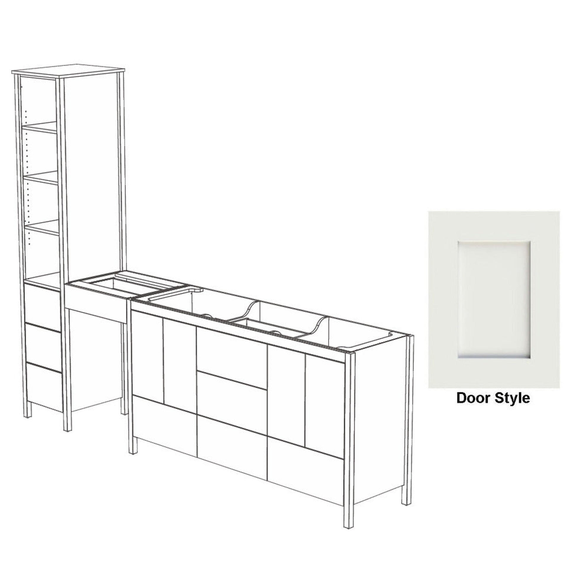 DM Bath OLIVER Combo 102" Toffee Maple Stain Freestanding Double Bathroom Vanity Modular Set with 2" Shaker Door Style