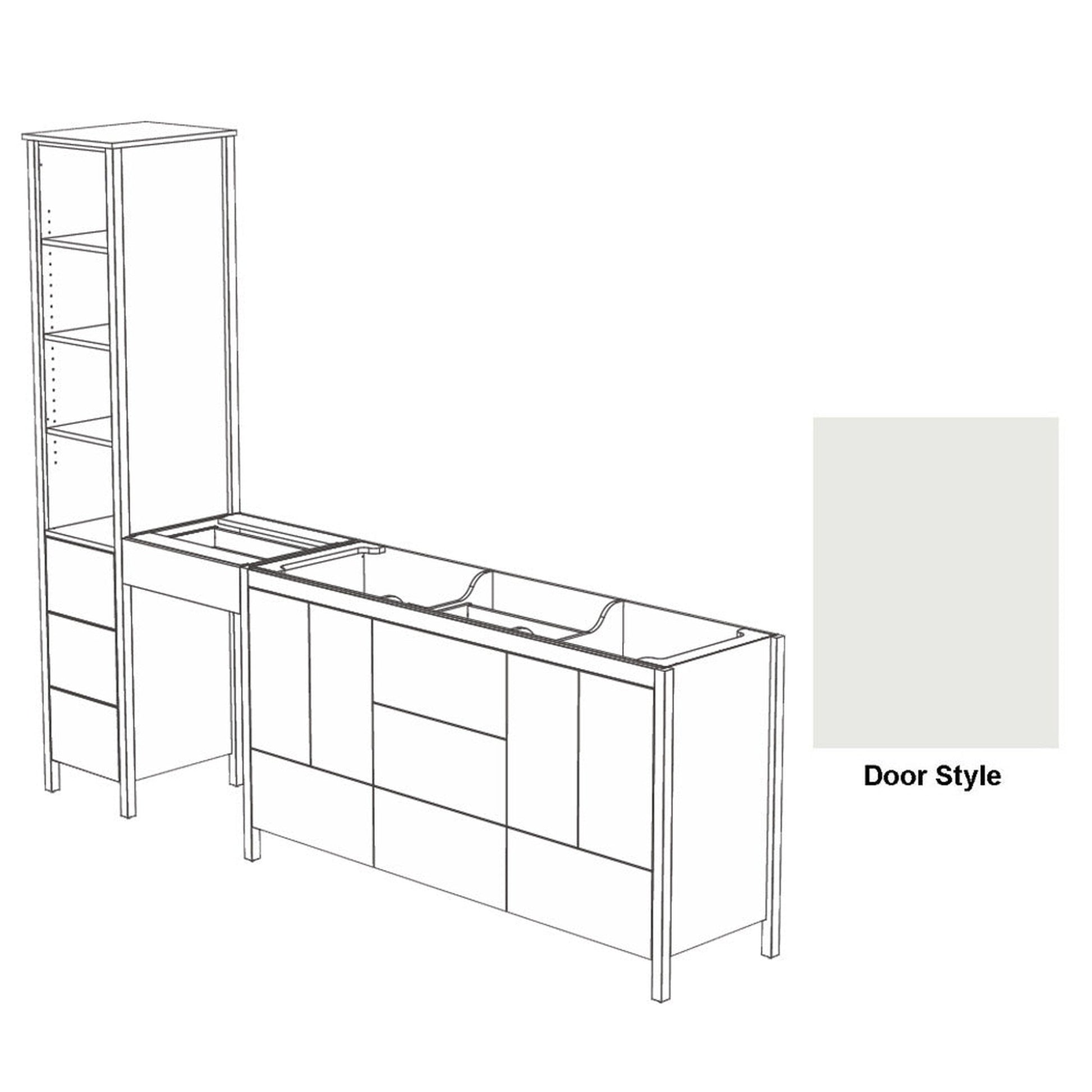 DM Bath OLIVER Combo 108" Whitewash Maple Stain Freestanding Double Bathroom Vanity Modular Set with Slab Door Style