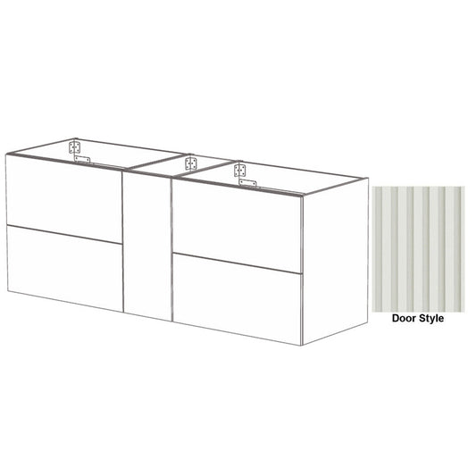 DM Bath SKY Combo 72" Dark Greige Finish Floating Bathroom Vanity Modular Set with Flutted Narrow Door Style