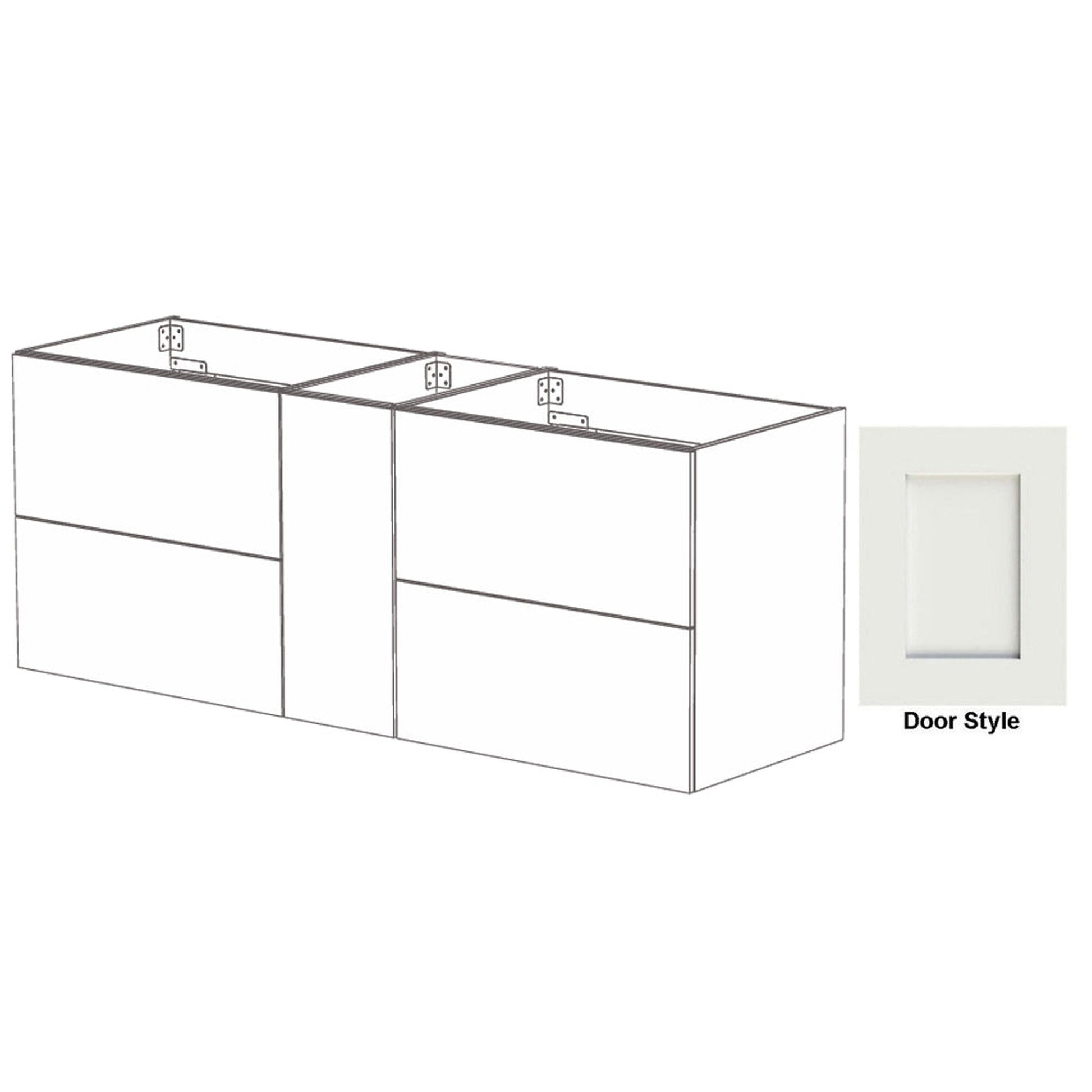 DM Bath SKY Combo 72" Walnut Maple Stain Floating Bathroom Vanity Modular Set with 2" Shaker Door Style