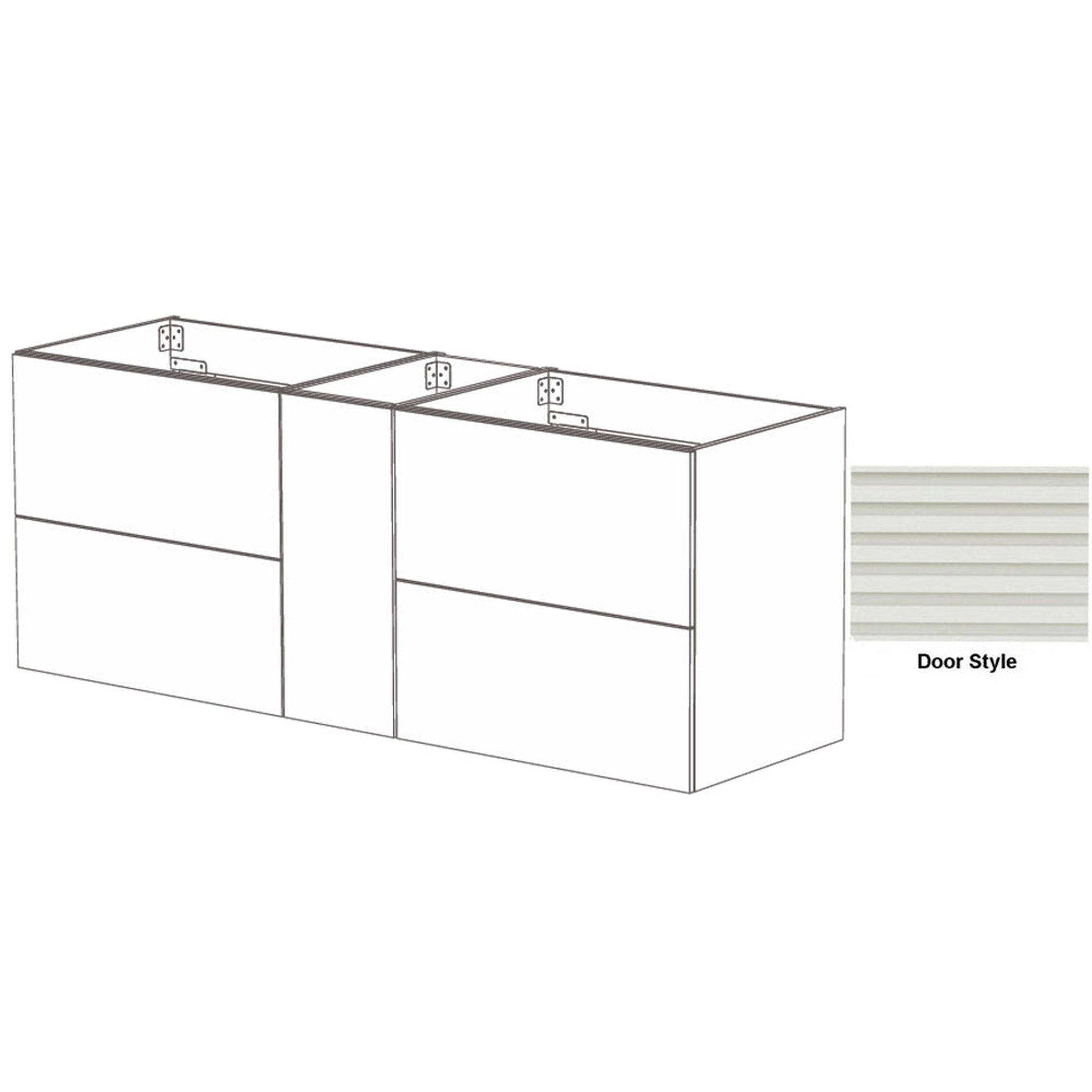 DM Bath SKY Combo 84" Blue Grey Finish Floating Bathroom Vanity Modular Set with Horizontal Flutted Narrow Door Style