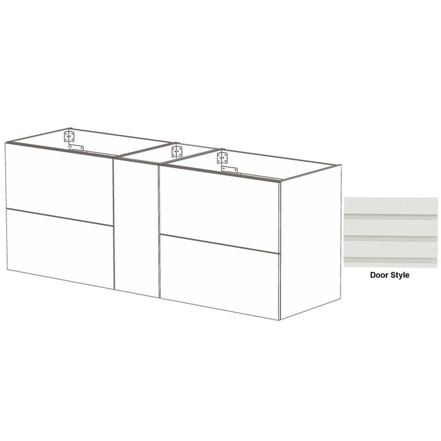 DM Bath SKY Combo 84" Dark Greige Finish Floating Bathroom Vanity Modular Set with Horizontal Flutted Wide Door Style