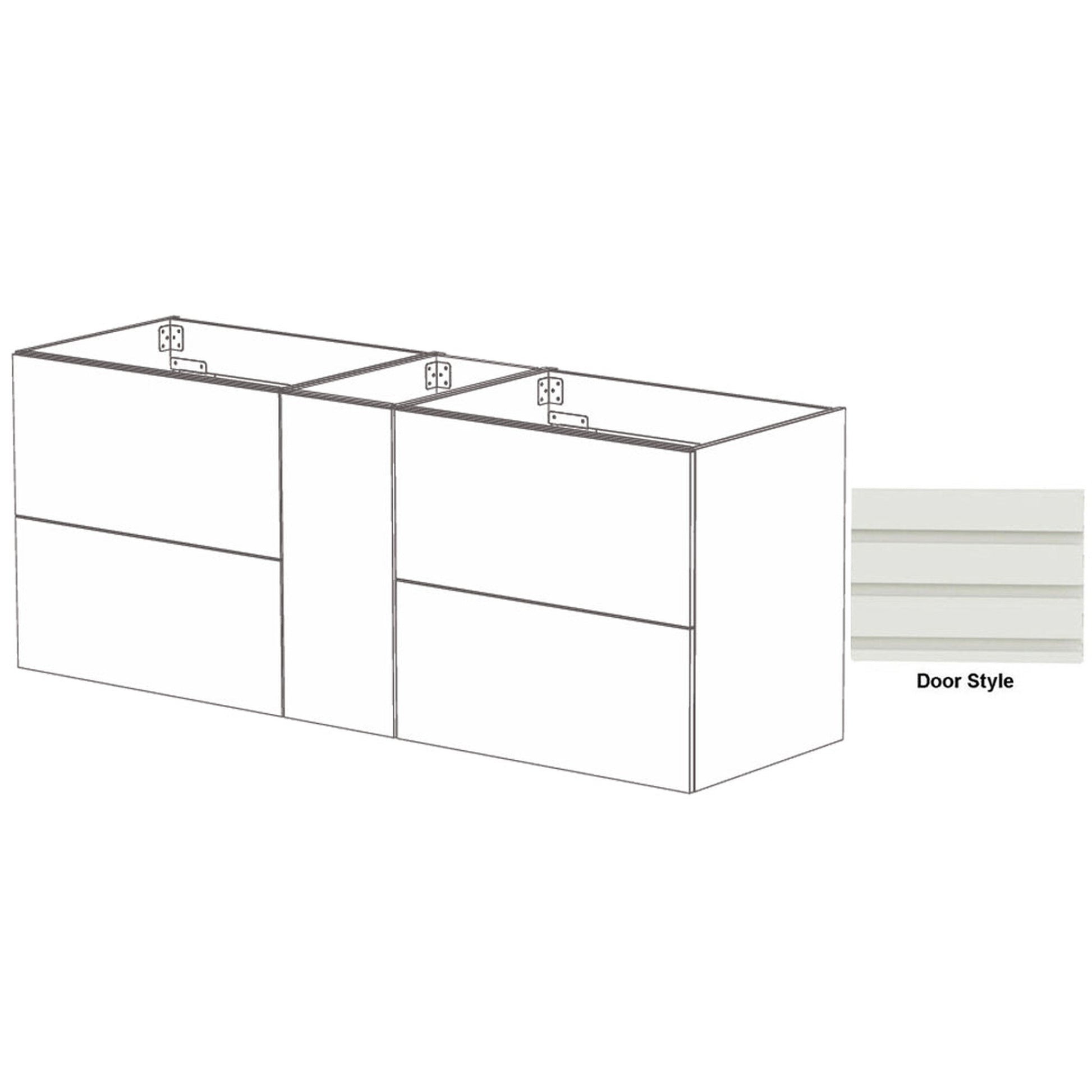 DM Bath SKY Combo 96" Dark Greige Finish Floating Bathroom Vanity Modular Set with Horizontal Flutted Wide Door Style