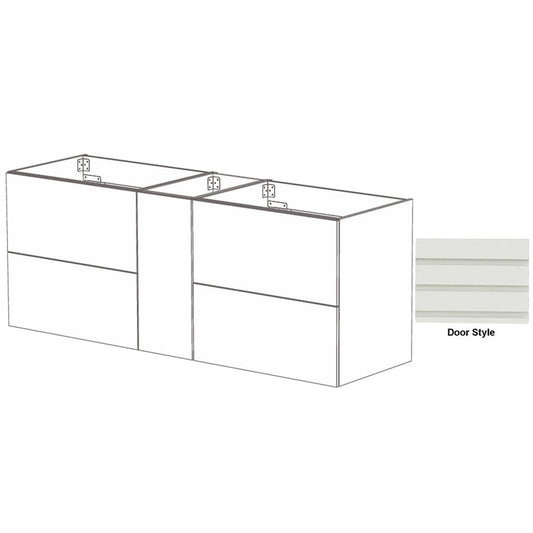 DM Bath SKY Combo 96" Dark Greige Finish Floating Bathroom Vanity Modular Set with Horizontal Flutted Wide Door Style