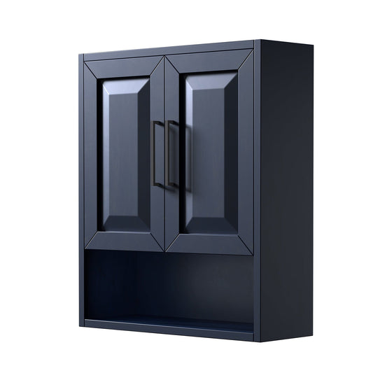 Daria 25" Over-the-Toilet Bathroom Wall-Mounted Storage Cabinet in Dark Blue With Matte Black Trim