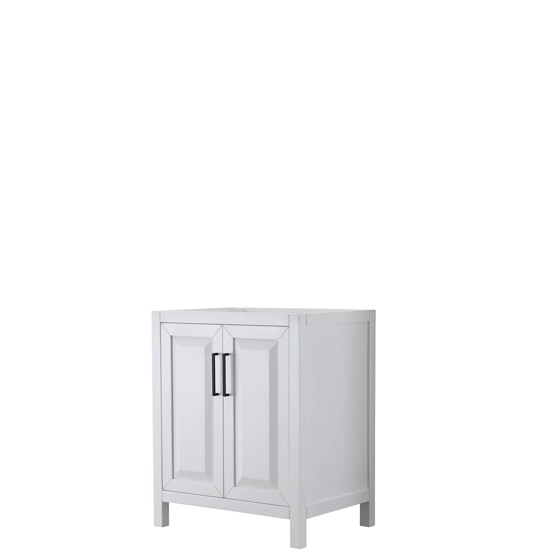 Daria 30" Single Bathroom Vanity in White, No Countertop, No Sink, Matte Black Trim