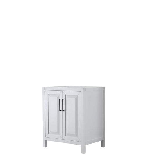 Daria 30" Single Bathroom Vanity in White, No Countertop, No Sink, Matte Black Trim