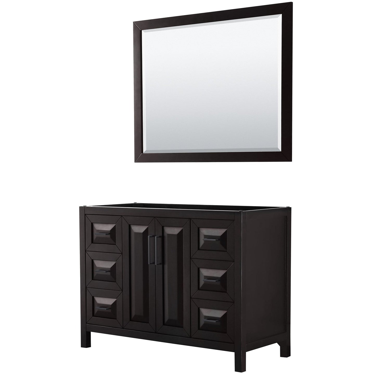 Daria 48" Single Bathroom Vanity in Dark Espresso, No Countertop, No Sink, Matte Black Trim, 46" Mirror