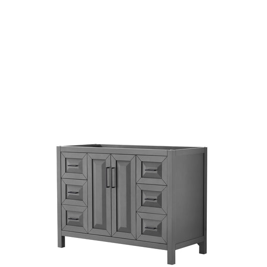 Daria 48" Single Bathroom Vanity in Dark Gray, No Countertop, No Sink, Matte Black Trim