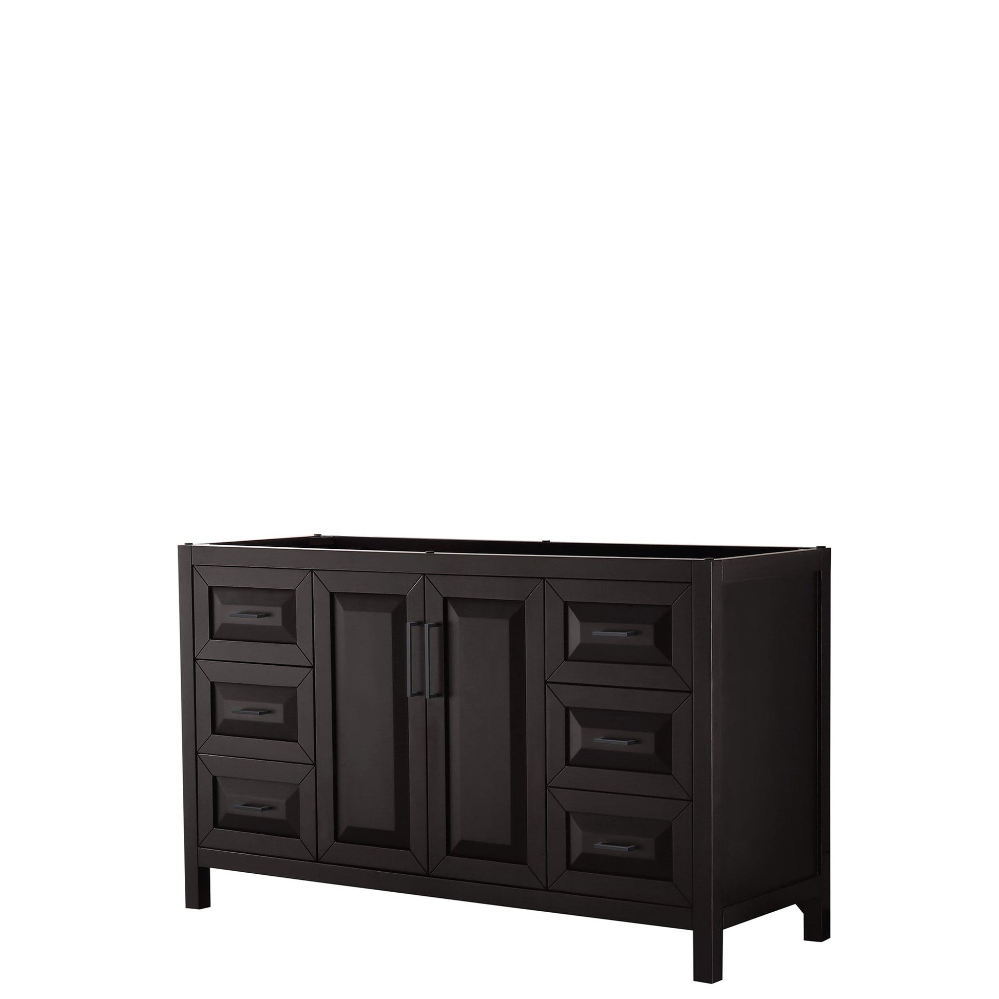 Daria 60" Single Bathroom Vanity in Dark Espresso, No Countertop, No Sink, Matte Black Trim