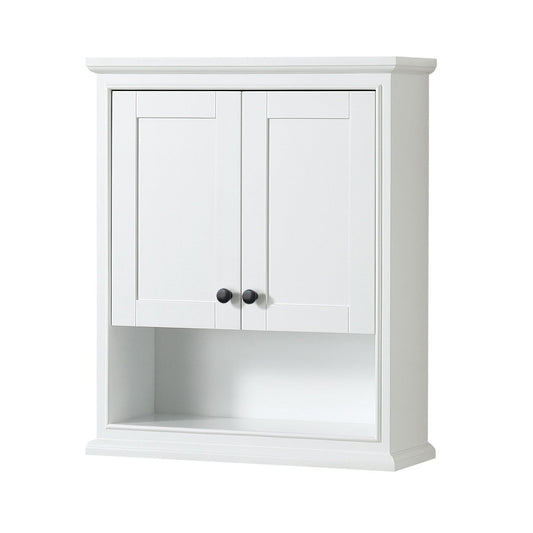 Deborah 25" Over-the-Toilet Bathroom Wall-Mounted Storage Cabinet in White With Matte Black Trim