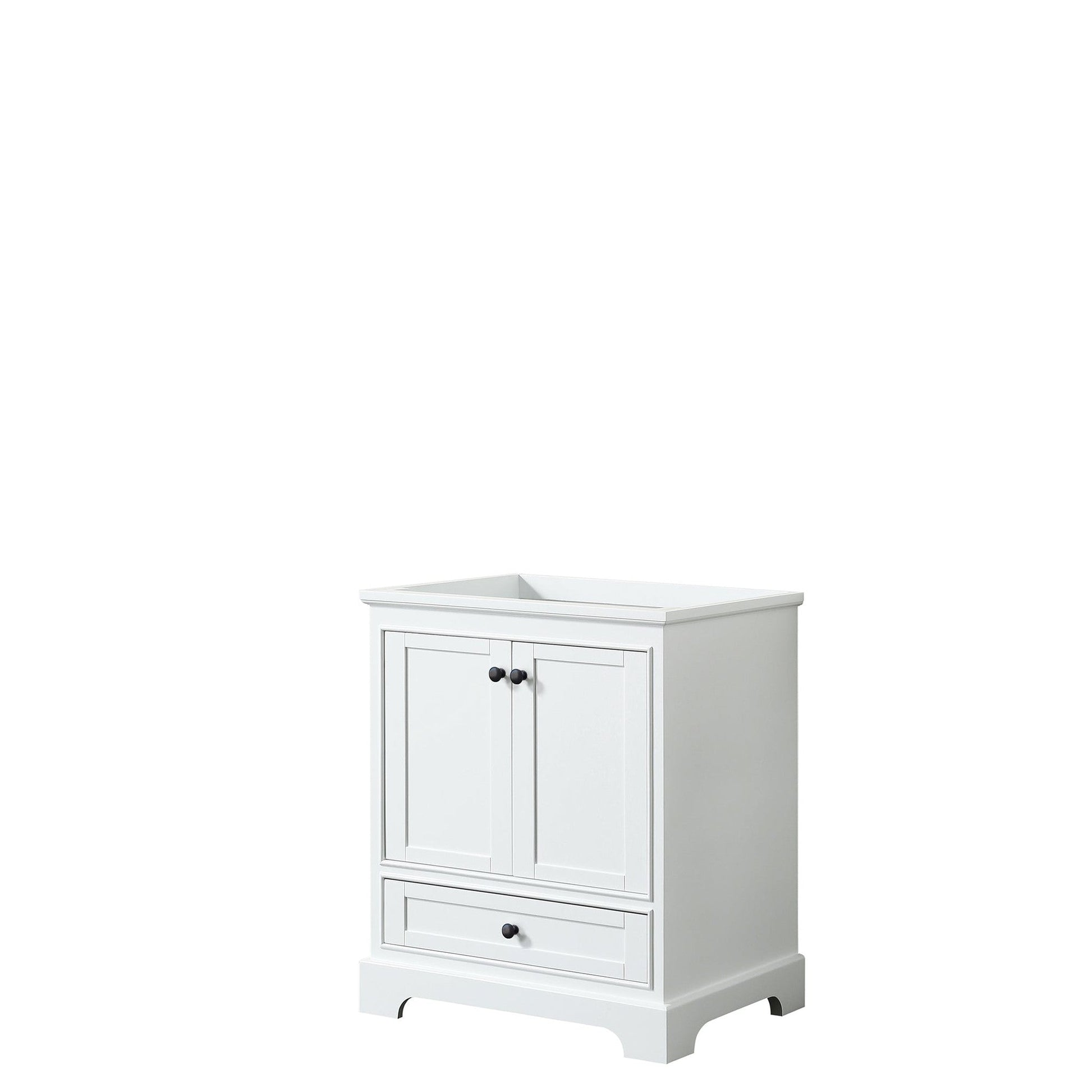 Deborah 30" Single Bathroom Vanity in White, No Countertop, No Sink, Matte Black Trim