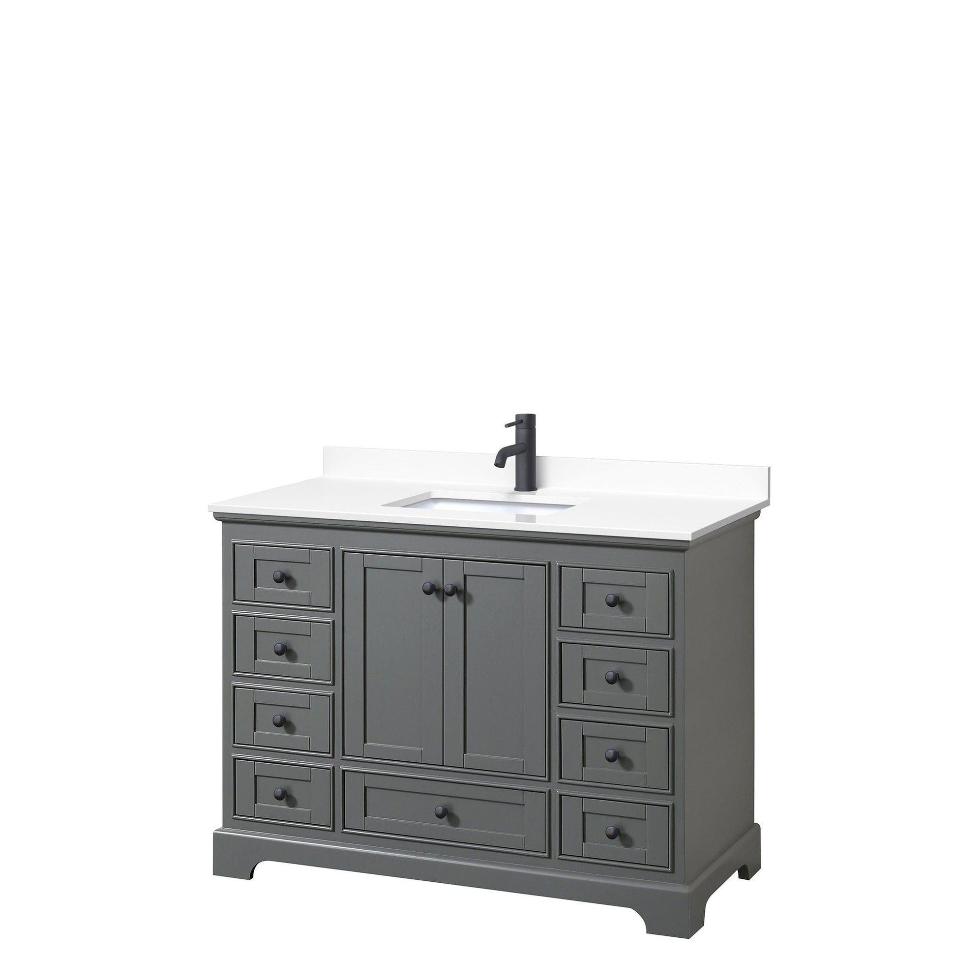 Deborah 48" Single Bathroom Vanity in Dark Gray, White Cultured Marble Countertop, Undermount Square Sink, Matte Black Trim