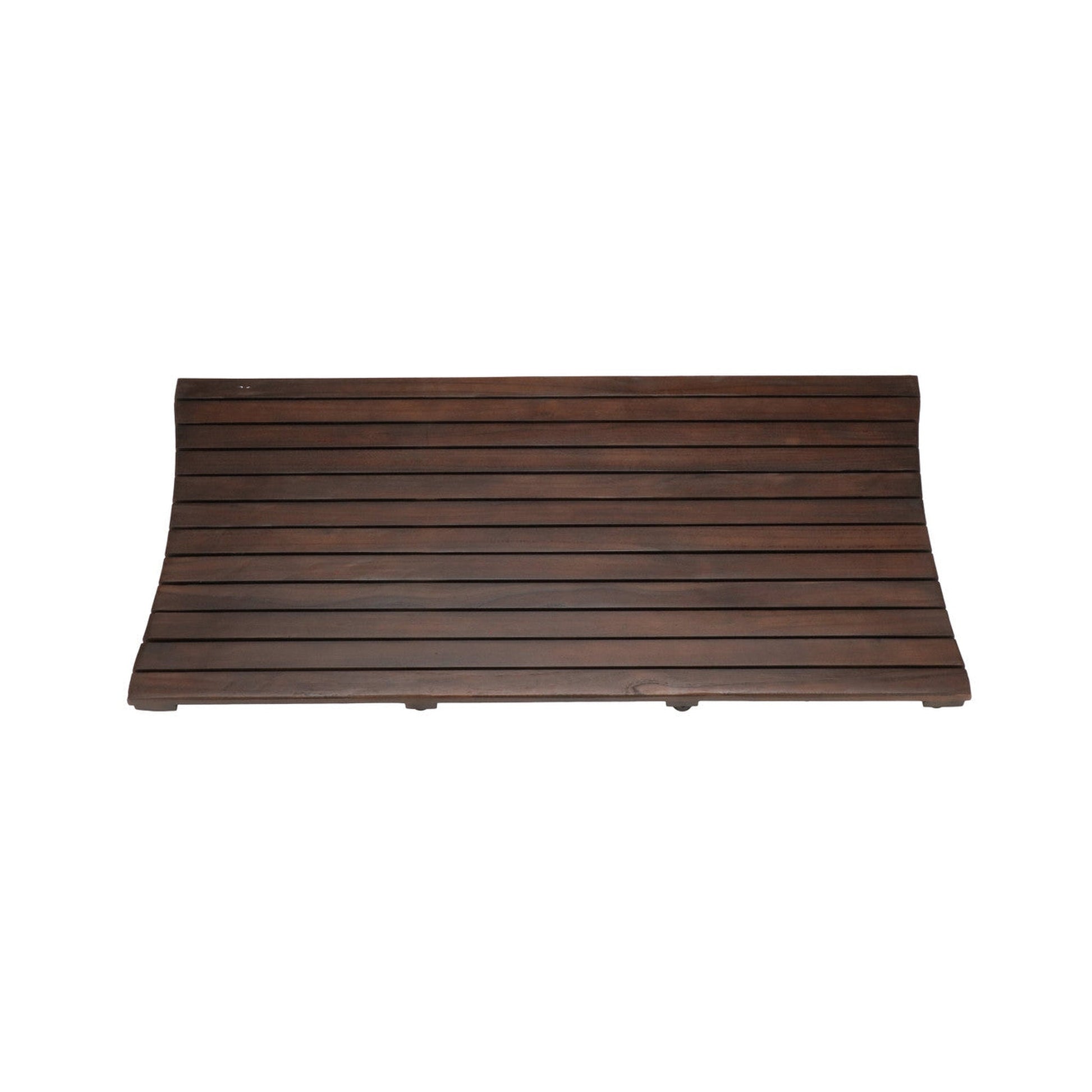 Oiled Brown Teak Indoor and Outdoor Shower/Bath Mat with Wide End