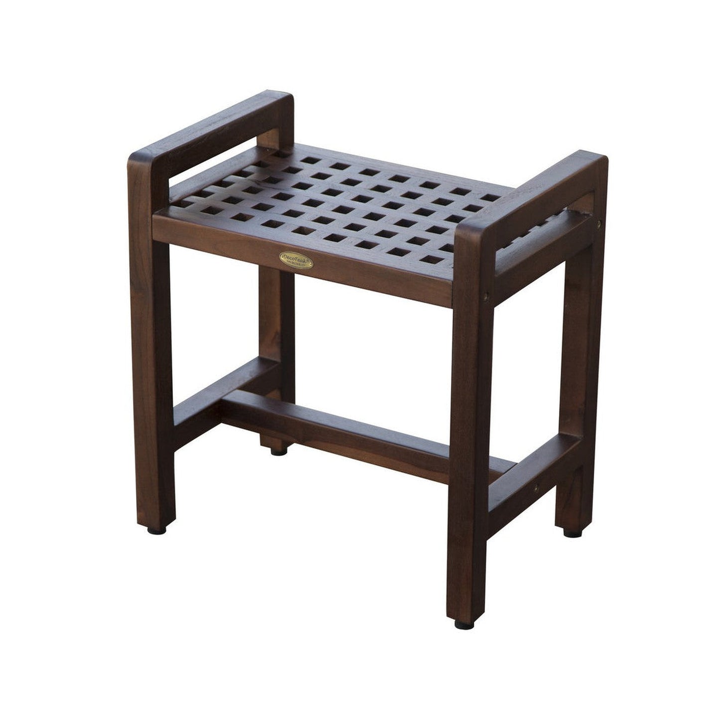 DecoTeak Espalier 20" Woodland Brown Teak Wood Shower Bench With LiftAide Arms