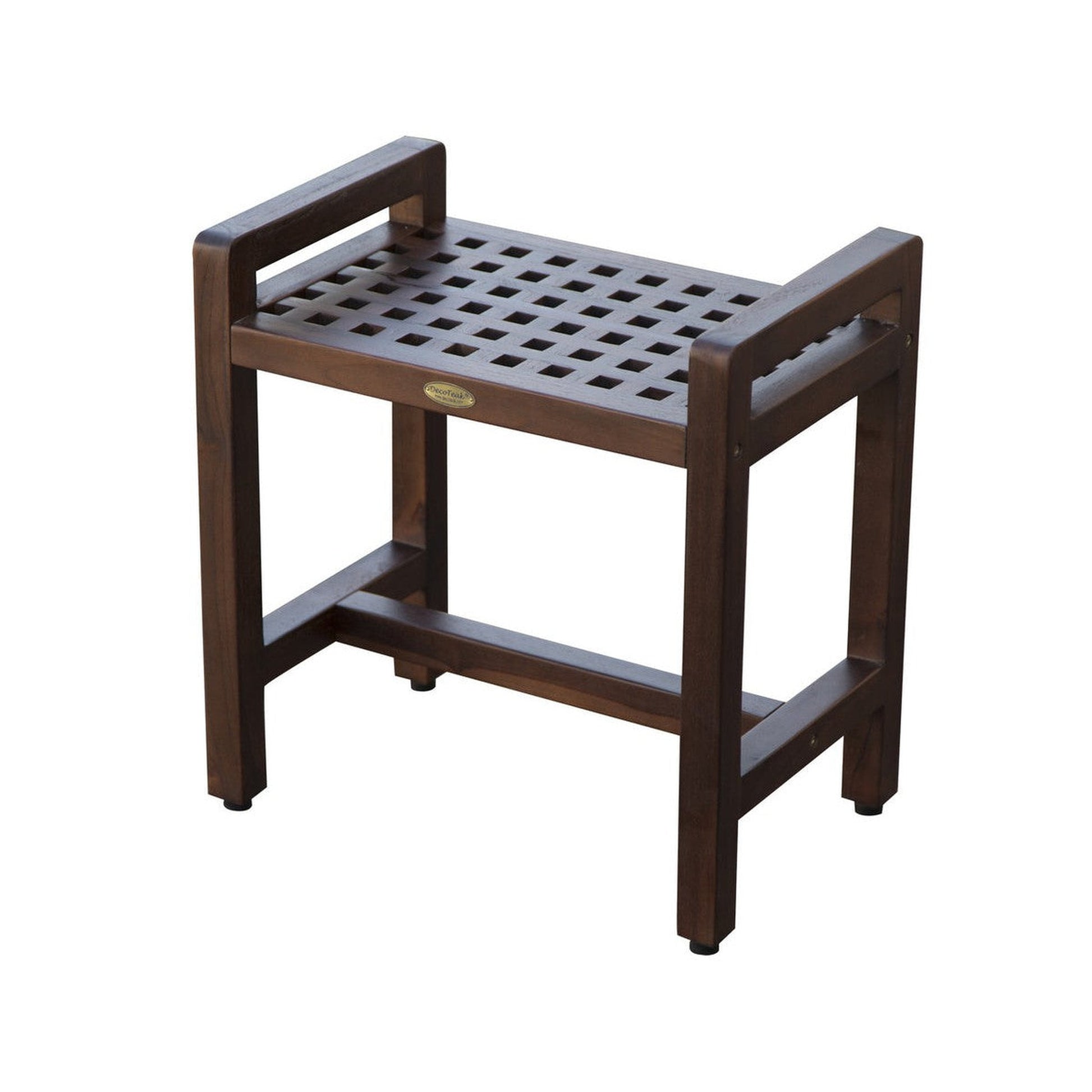 DecoTeak Espalier 20" Woodland Brown Teak Wood Shower Bench With LiftAide Arms